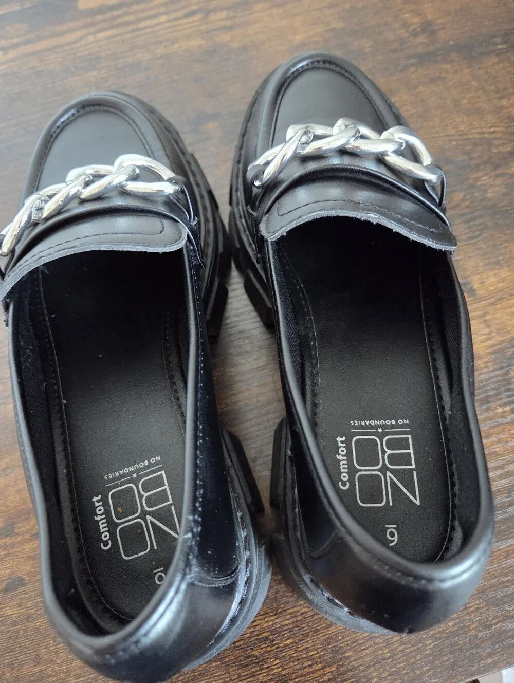 Nobo Chunky Loafers Black Faux Leather Platform Bratz 90s Y2K Style Shoe Women 6